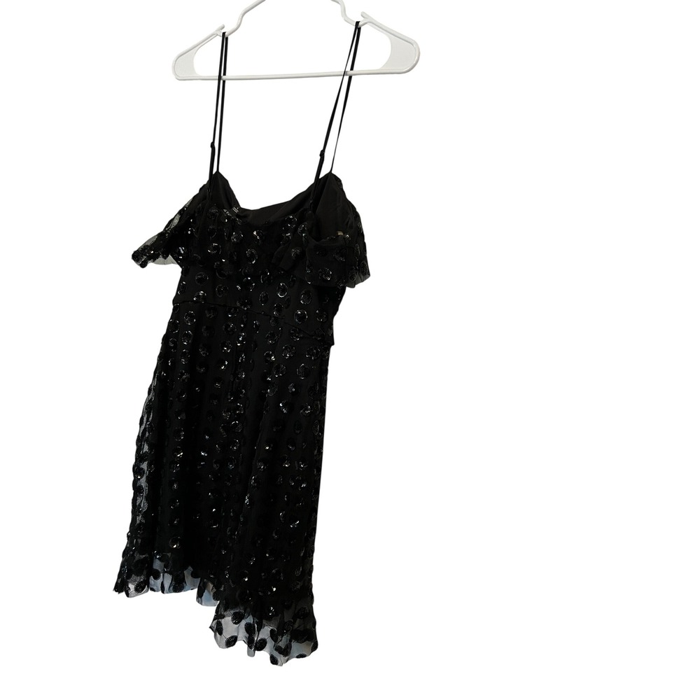 Three Pink Hearts Black Sequin Floral Mesh Mini Dress 26T4937STI Women's Large - Picture 2 of 8